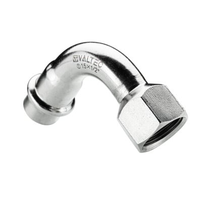 Отвод 90° с переходом на внутреннюю резьбу нержавеющая сталь VTi.956.I