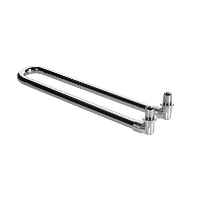 Фитинг аксиальный универсальный – угольник радиаторный с хромированной латунной трубкой, сдвоенный VTm.481.DC