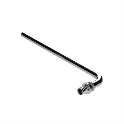 Фитинг аксиальный универсальный – угольник радиаторный с хромированной латунной трубкой с плавным поворотом, короткий  VTm.481.PC